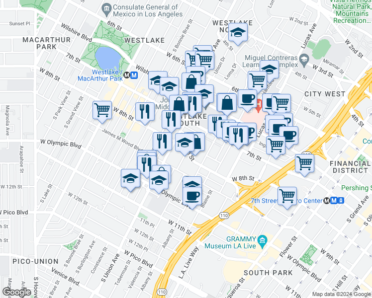 map of restaurants, bars, coffee shops, grocery stores, and more near 758 Valencia Street in Los Angeles