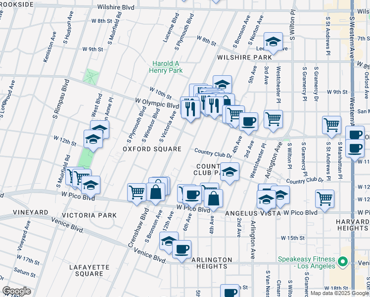 map of restaurants, bars, coffee shops, grocery stores, and more near 4026 Country Club Drive in Los Angeles