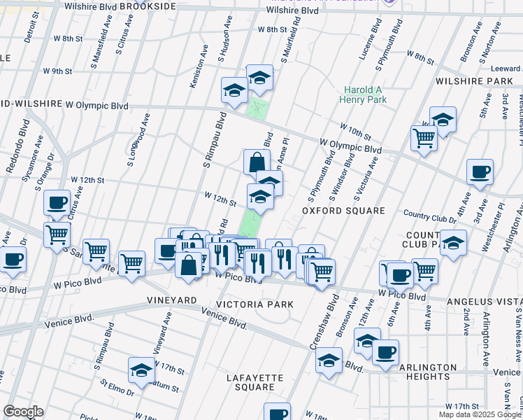 map of restaurants, bars, coffee shops, grocery stores, and more near 1240 West Boulevard in Los Angeles