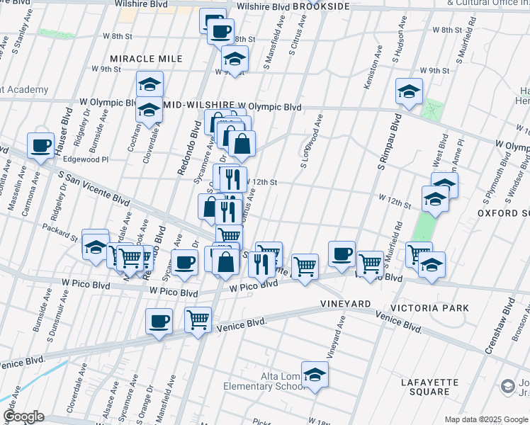 map of restaurants, bars, coffee shops, grocery stores, and more near 4900 Dockweiler Street in Los Angeles