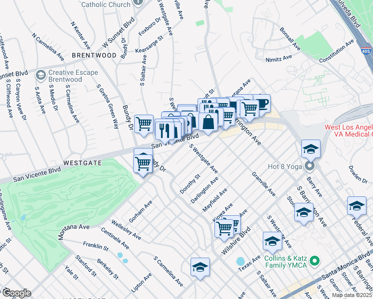 map of restaurants, bars, coffee shops, grocery stores, and more near 11911 Gorham Avenue in Los Angeles