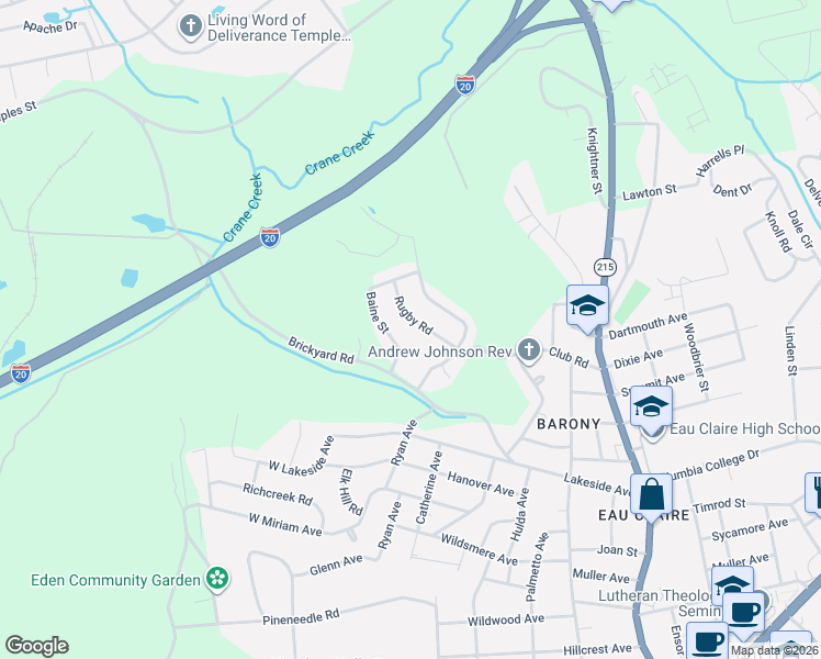 map of restaurants, bars, coffee shops, grocery stores, and more near 4926 Baine Street in Columbia