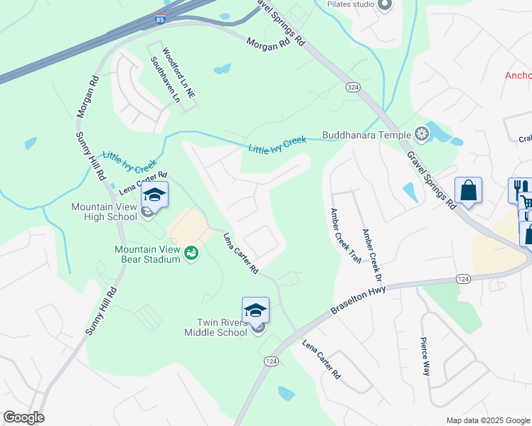 map of restaurants, bars, coffee shops, grocery stores, and more near 2173 Beacon Crest Drive in Buford