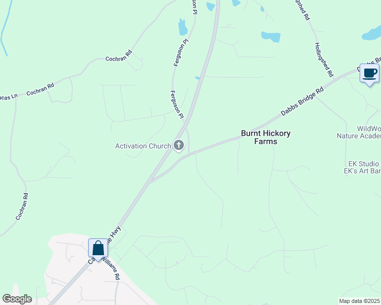 map of restaurants, bars, coffee shops, grocery stores, and more near 1206 Dabbs Bridge Road in Dallas