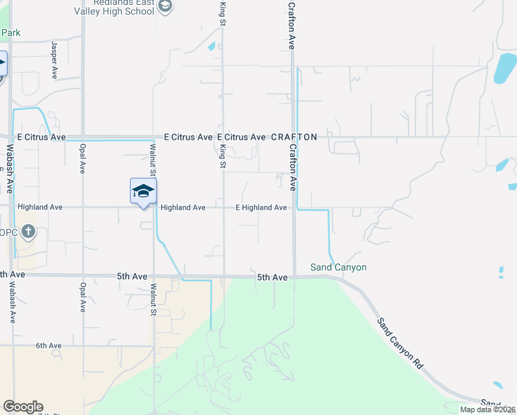 map of restaurants, bars, coffee shops, grocery stores, and more near 30986 East Highland Avenue in Redlands