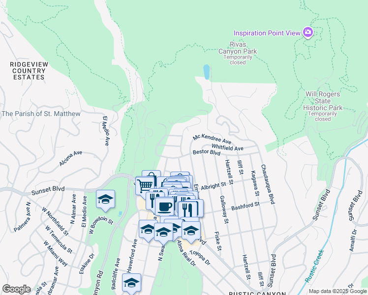 map of restaurants, bars, coffee shops, grocery stores, and more near 1218 Monument Street in Los Angeles