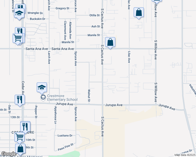 map of restaurants, bars, coffee shops, grocery stores, and more near 19264 Maywood Street in Bloomington