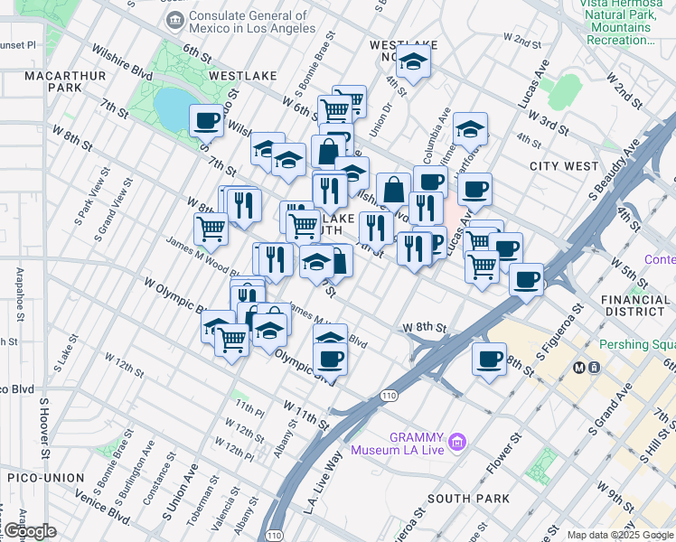 map of restaurants, bars, coffee shops, grocery stores, and more near 758 Valencia Street in Los Angeles