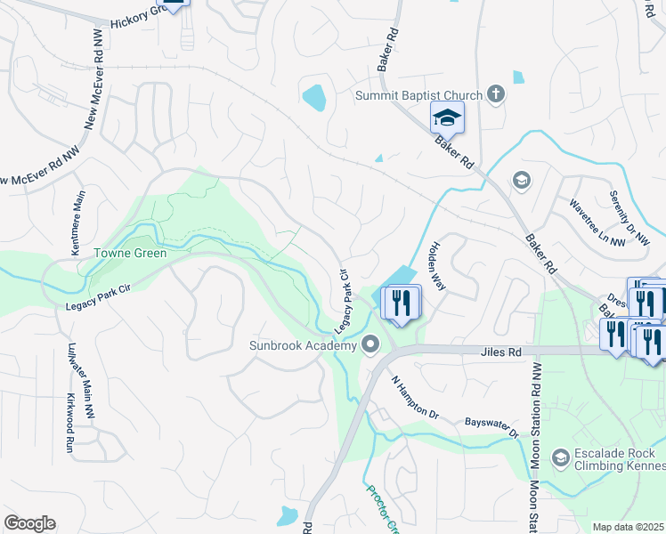 map of restaurants, bars, coffee shops, grocery stores, and more near 3960 Bellingrath Main Northwest in Kennesaw