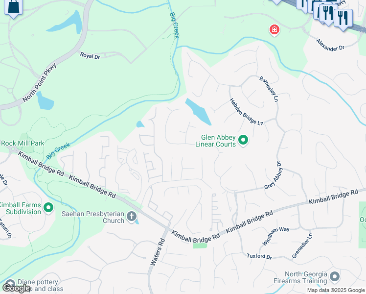 map of restaurants, bars, coffee shops, grocery stores, and more near 3602 Cape York Trace in Alpharetta