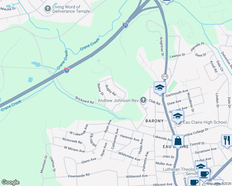 map of restaurants, bars, coffee shops, grocery stores, and more near 4905 Rugby Road in Columbia
