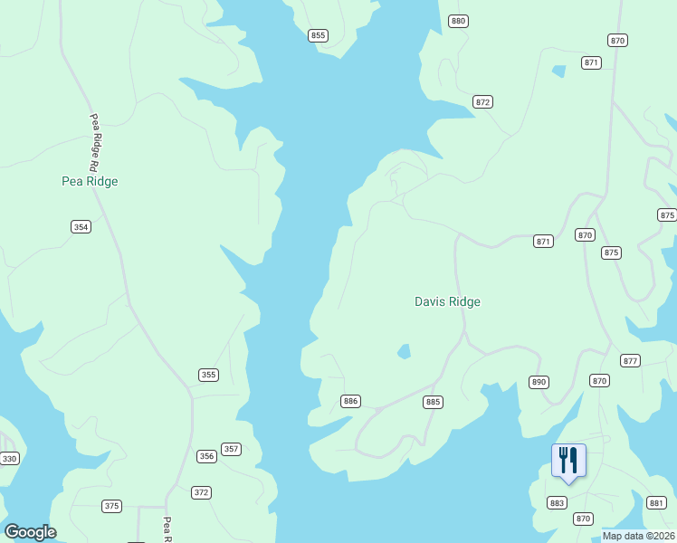 map of restaurants, bars, coffee shops, grocery stores, and more near County Road 886 in Crane Hill