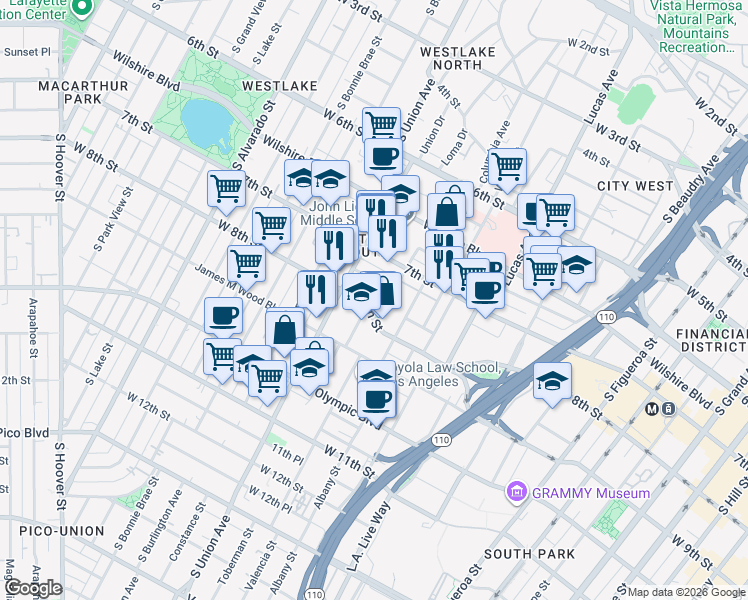 map of restaurants, bars, coffee shops, grocery stores, and more near 758 Valencia Street in Los Angeles