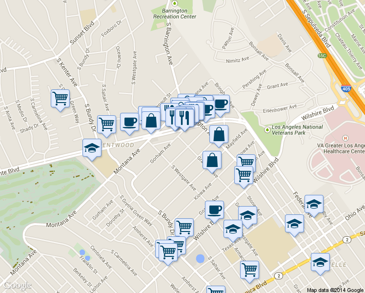 map of restaurants, bars, coffee shops, grocery stores, and more near 11818 Dorothy Street in Los Angeles