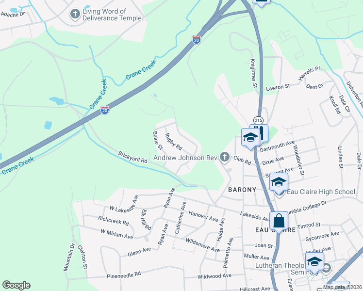 map of restaurants, bars, coffee shops, grocery stores, and more near 4905 Rugby Road in Columbia