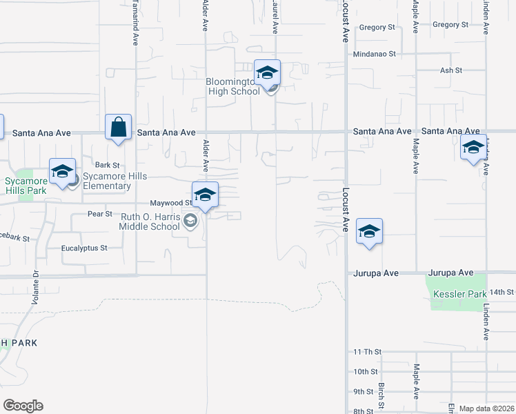 map of restaurants, bars, coffee shops, grocery stores, and more near 11160 Laurel Avenue in Bloomington