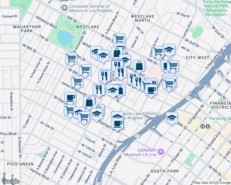 map of restaurants, bars, coffee shops, grocery stores, and more near 758 Valencia Street in Los Angeles