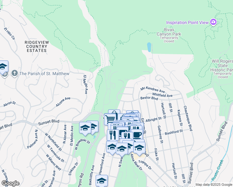 map of restaurants, bars, coffee shops, grocery stores, and more near 1225 Rimmer Avenue in Los Angeles