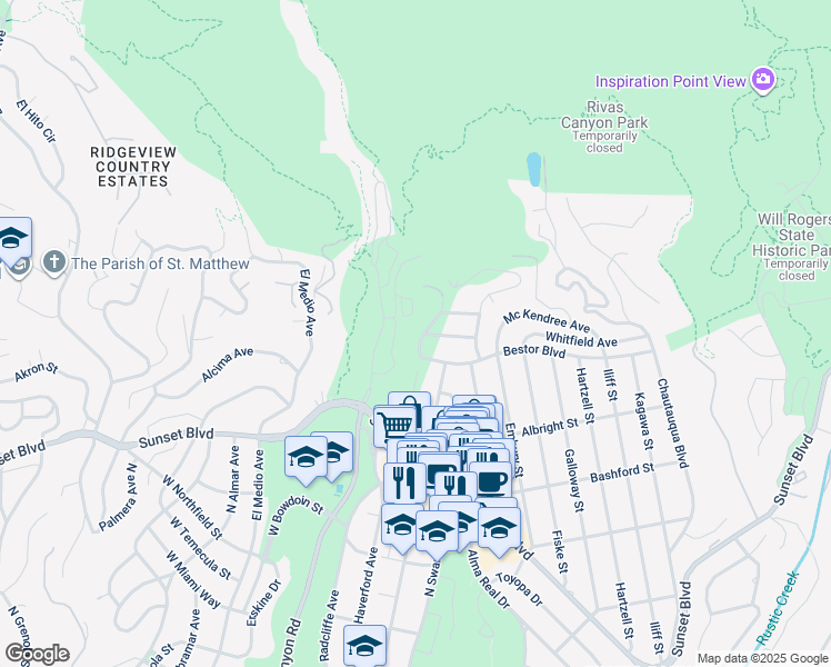map of restaurants, bars, coffee shops, grocery stores, and more near 1225 Rimmer Avenue in Los Angeles
