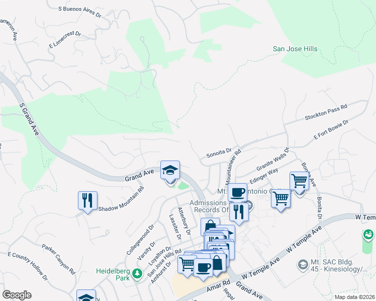 map of restaurants, bars, coffee shops, grocery stores, and more near 20743 Walnut Valley Drive in Walnut