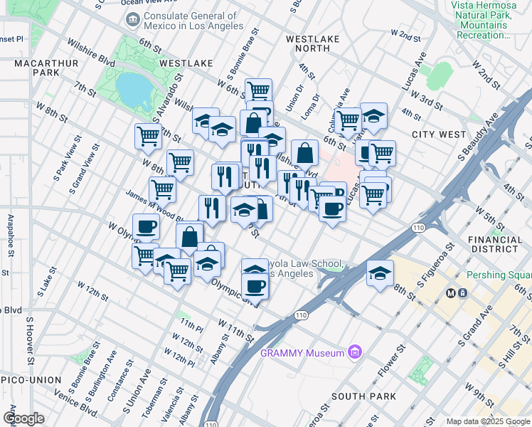 map of restaurants, bars, coffee shops, grocery stores, and more near 758 Valencia Street in Los Angeles