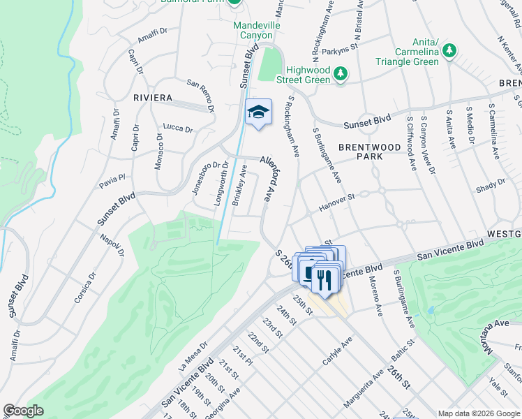 map of restaurants, bars, coffee shops, grocery stores, and more near 13114 Pontoon Place in Los Angeles