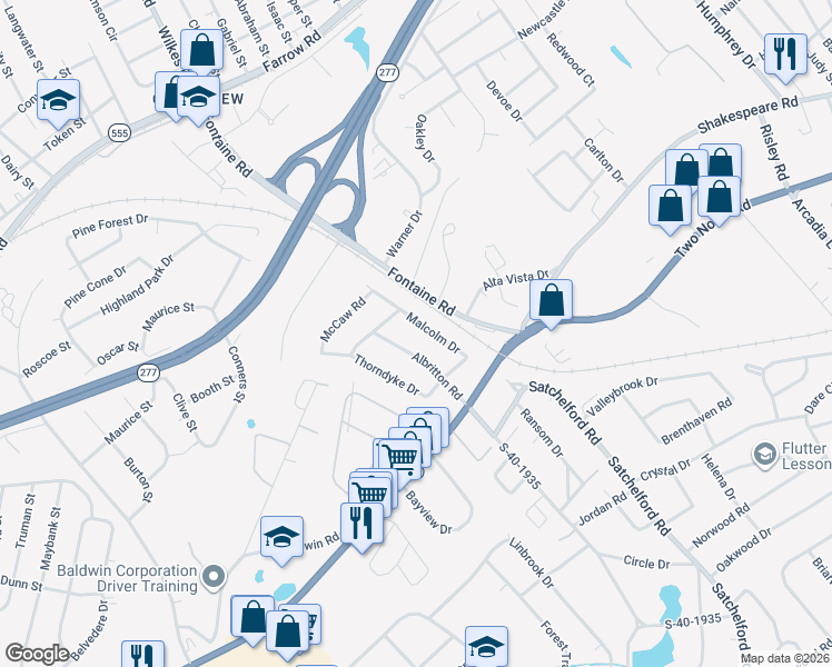 map of restaurants, bars, coffee shops, grocery stores, and more near 1634 Albritton Road in Columbia