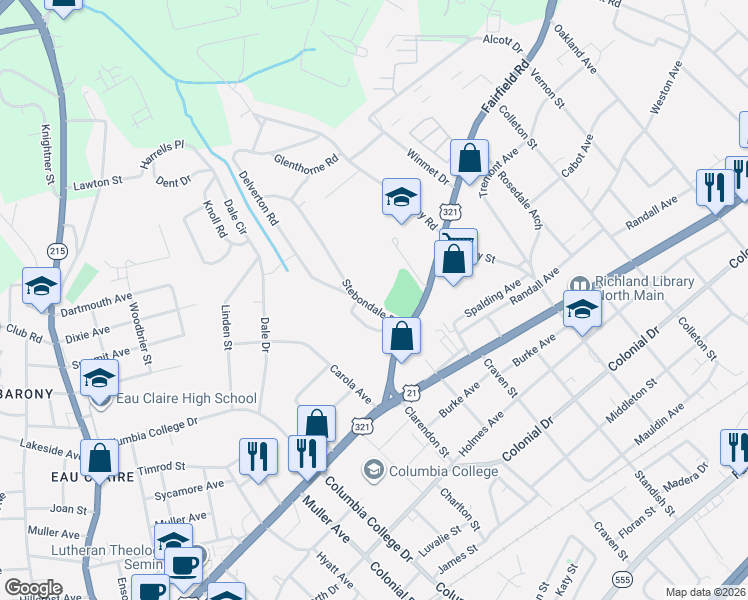 map of restaurants, bars, coffee shops, grocery stores, and more near 26 Barnsbury Road in Columbia