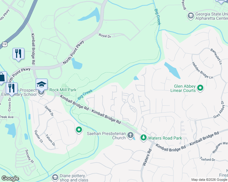 map of restaurants, bars, coffee shops, grocery stores, and more near 11174 Blackbird Lane in Alpharetta