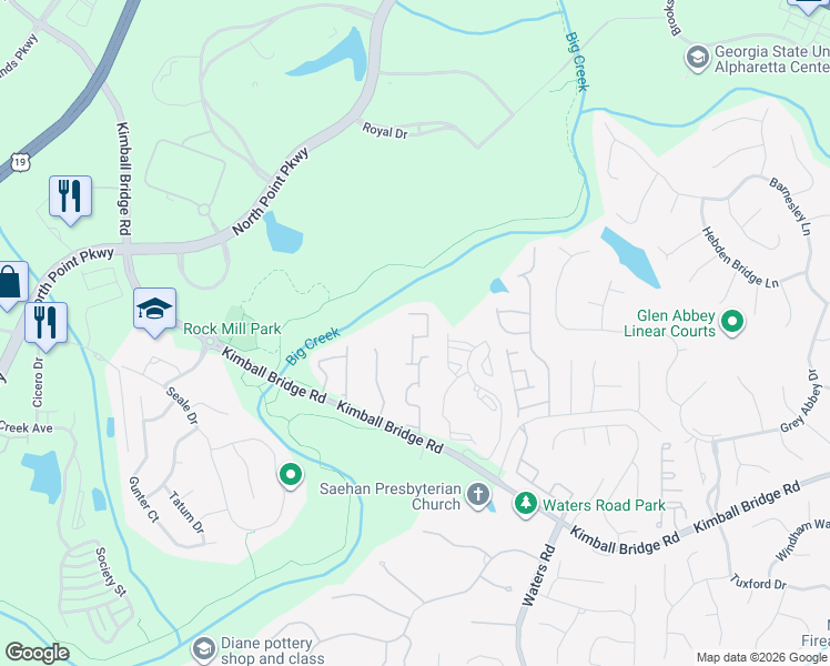 map of restaurants, bars, coffee shops, grocery stores, and more near 200 Snowgoose Court in Alpharetta