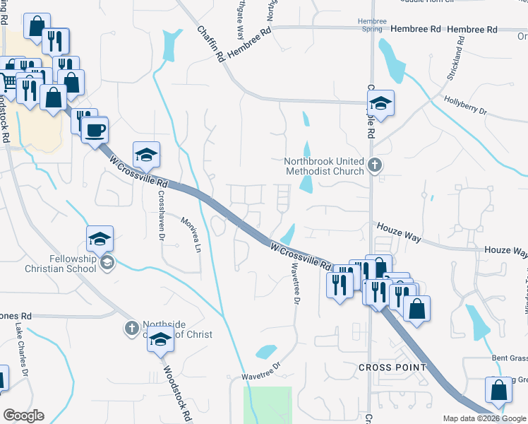 map of restaurants, bars, coffee shops, grocery stores, and more near 5006 Lexington Drive in Roswell
