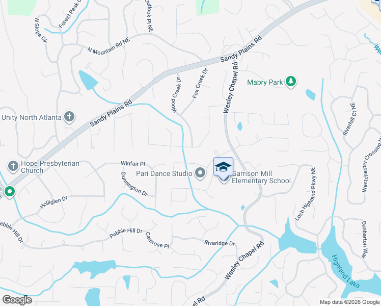 map of restaurants, bars, coffee shops, grocery stores, and more near 3790 Running Fox Drive in Marietta