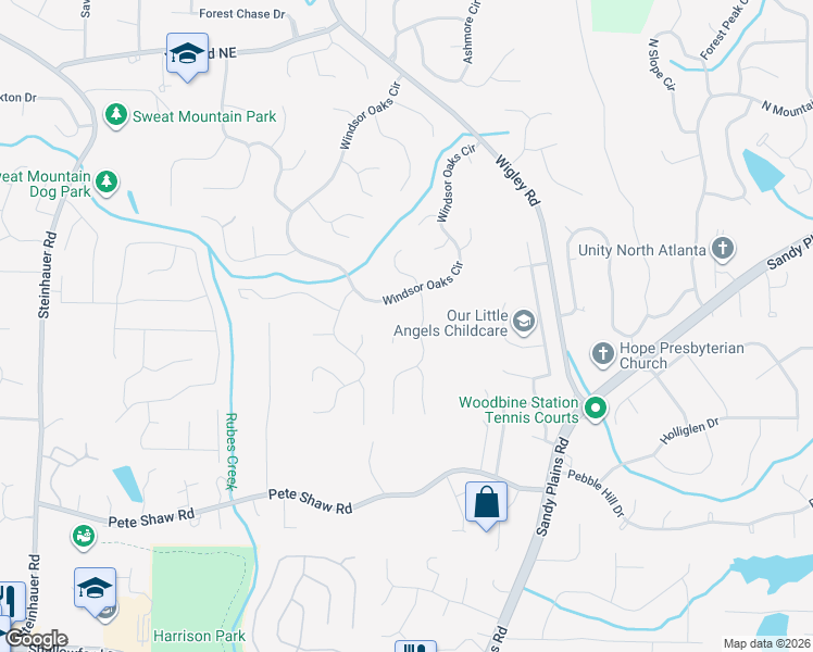 map of restaurants, bars, coffee shops, grocery stores, and more near 3019 Lana Lane in Marietta