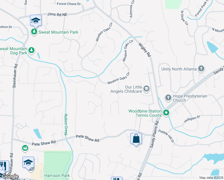 map of restaurants, bars, coffee shops, grocery stores, and more near 3019 Lana Lane in Marietta