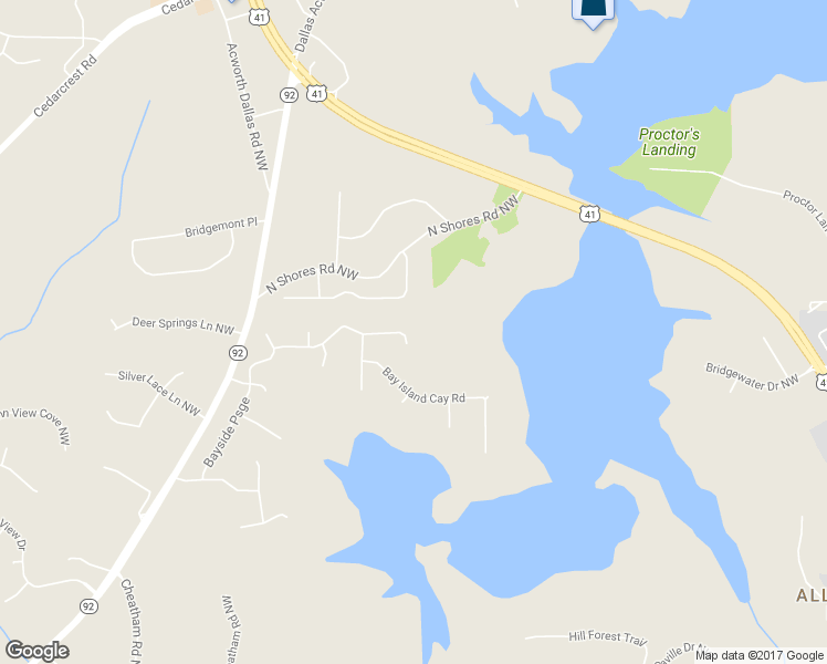 map of restaurants, bars, coffee shops, grocery stores, and more near 5679 Bay Harbor Trail in Acworth