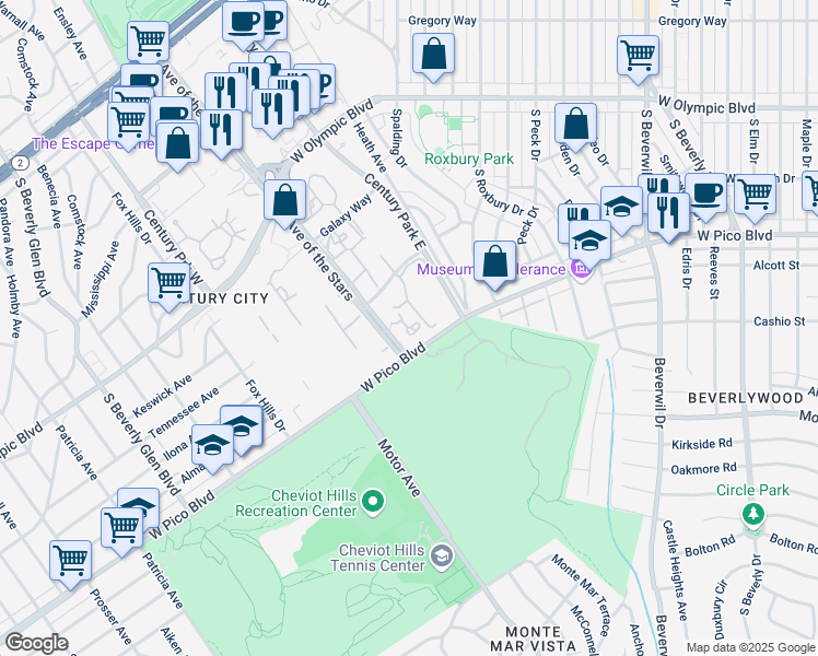 map of restaurants, bars, coffee shops, grocery stores, and more near in Los Angeles