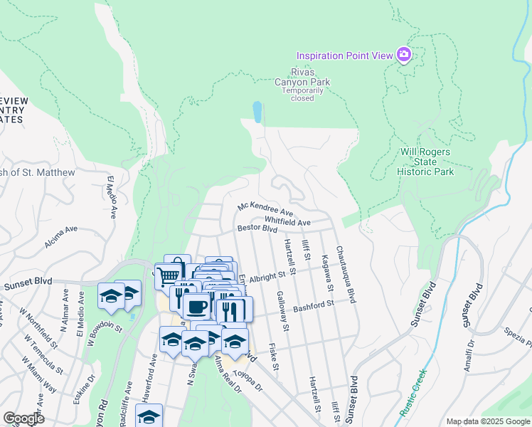 map of restaurants, bars, coffee shops, grocery stores, and more near 14912 Mc Kendree Avenue in Los Angeles