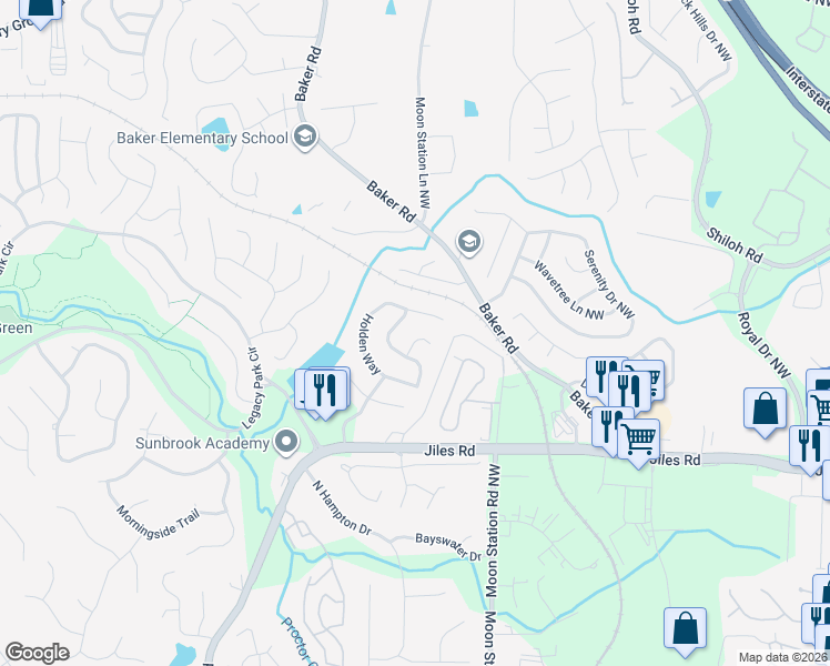 map of restaurants, bars, coffee shops, grocery stores, and more near 4057 Willowmere Pointe in Kennesaw
