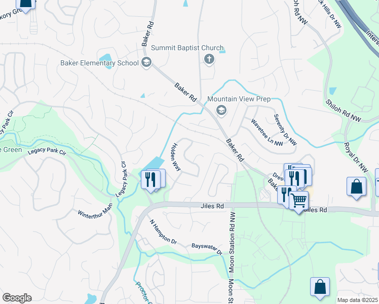 map of restaurants, bars, coffee shops, grocery stores, and more near 4018 Dorchester Walk in Kennesaw