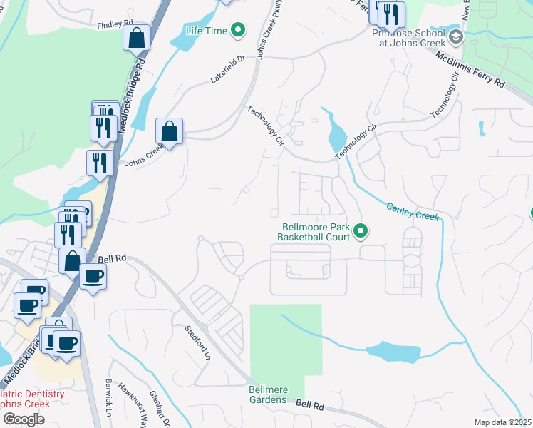 map of restaurants, bars, coffee shops, grocery stores, and more near 11370 Easthaven Place in Duluth