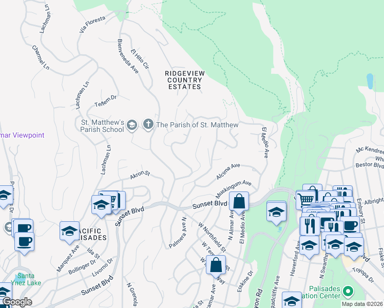 map of restaurants, bars, coffee shops, grocery stores, and more near 1053 Maroney Lane in Los Angeles