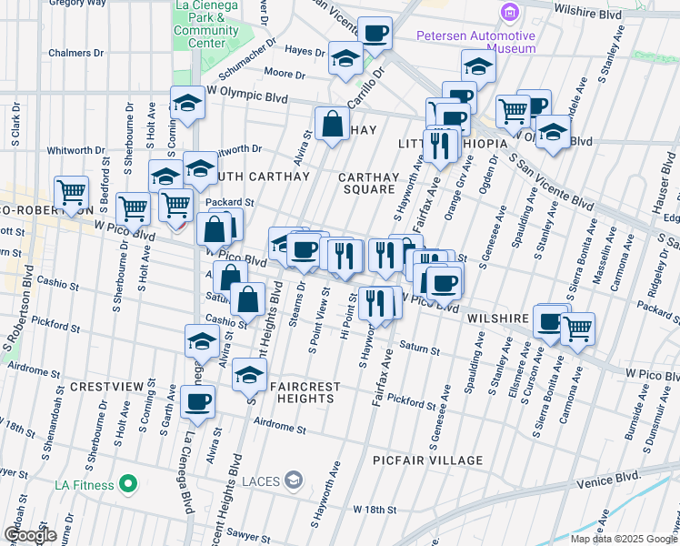 map of restaurants, bars, coffee shops, grocery stores, and more near 1236 South Point View Street in Los Angeles