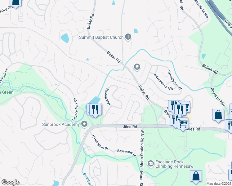 map of restaurants, bars, coffee shops, grocery stores, and more near 4018 Dorchester Walk in Kennesaw