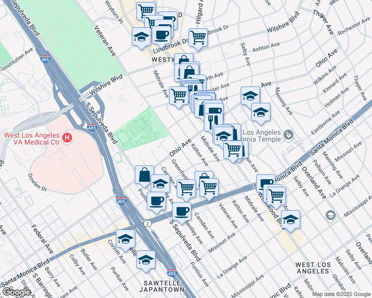 map of restaurants, bars, coffee shops, grocery stores, and more near in Los Angeles