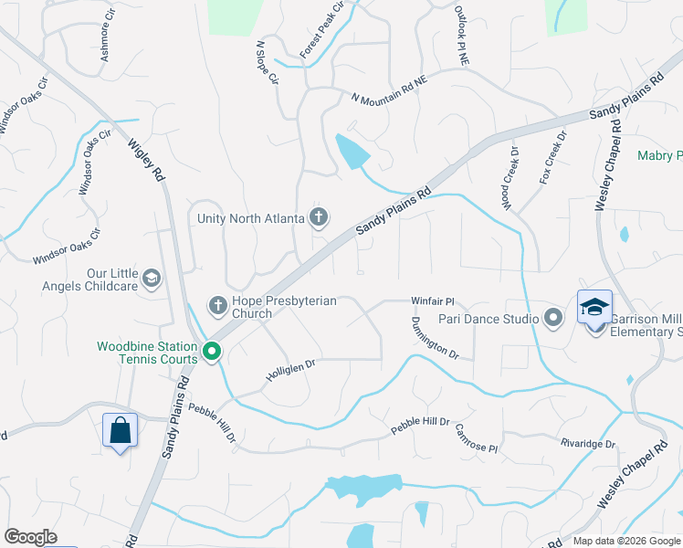 map of restaurants, bars, coffee shops, grocery stores, and more near 4235 Arley Court in Marietta