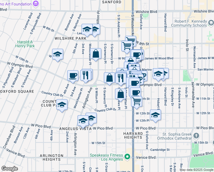 map of restaurants, bars, coffee shops, grocery stores, and more near in Los Angeles