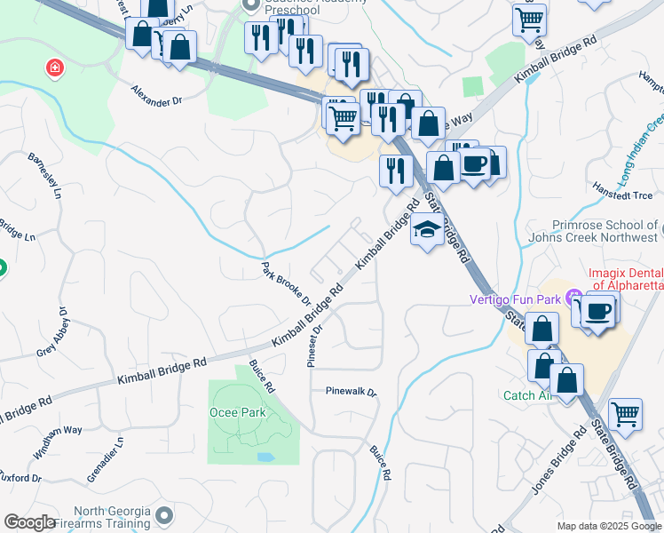 map of restaurants, bars, coffee shops, grocery stores, and more near 426 Vera Park Place in Alpharetta