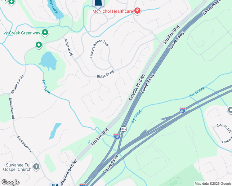 map of restaurants, bars, coffee shops, grocery stores, and more near 3534 Dunbar Lane in Suwanee