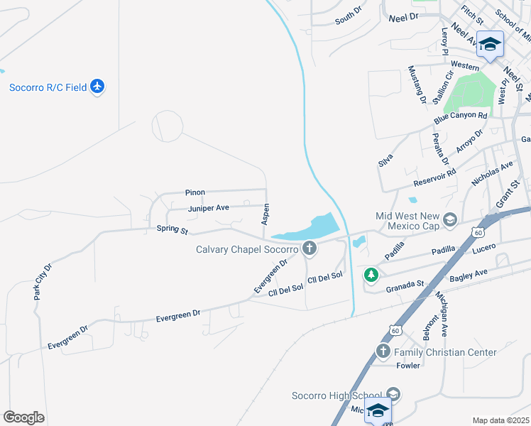 map of restaurants, bars, coffee shops, grocery stores, and more near Aspen in Socorro