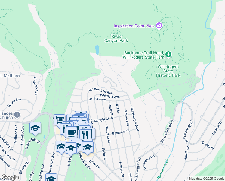 map of restaurants, bars, coffee shops, grocery stores, and more near 1310 Goucher Street in Los Angeles